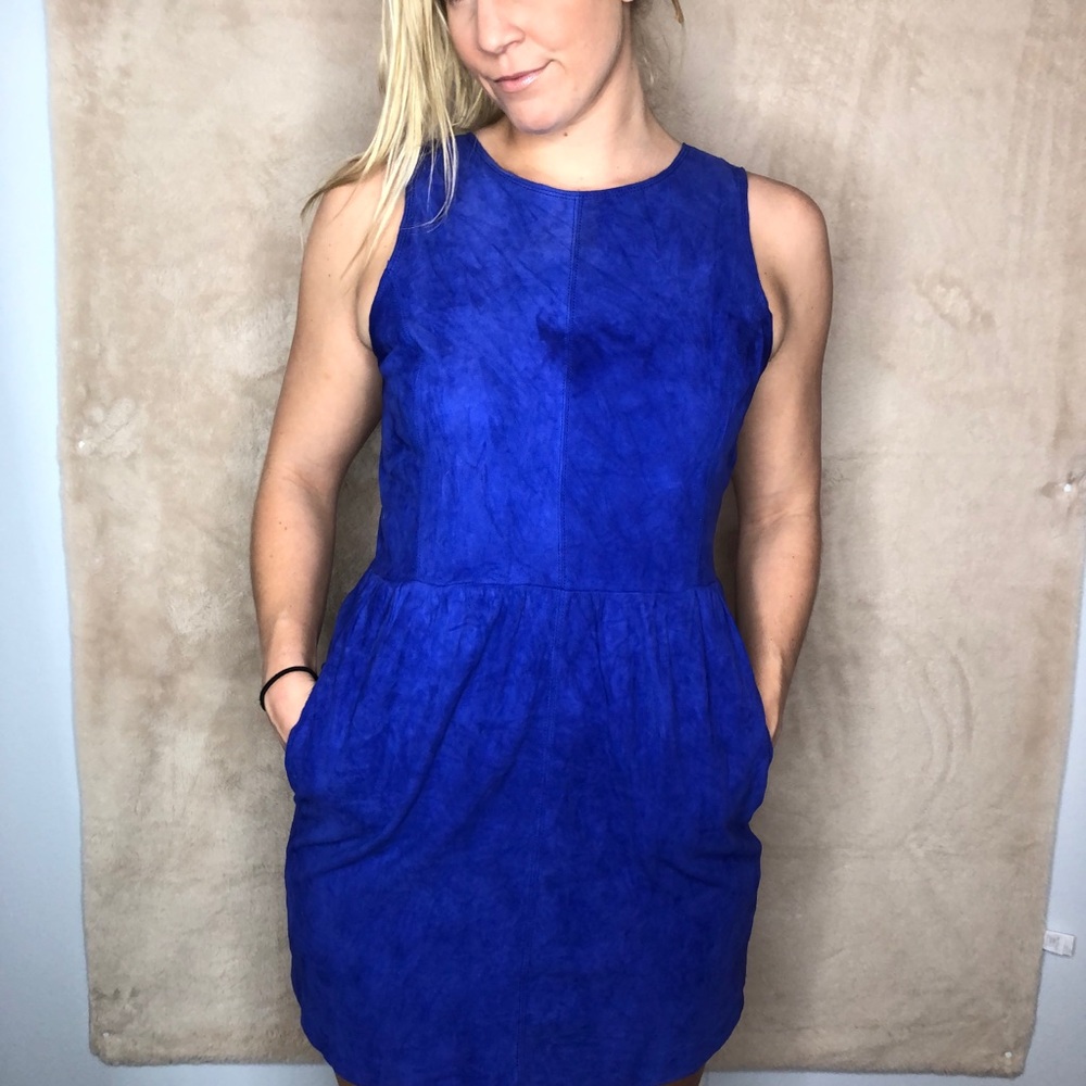 ROYAL BLUE SUEDE LUCKY BRAND DRESS SZ LARGE